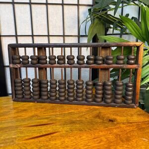 Vintage Japanese Abacus Wooden Counter Mid Century